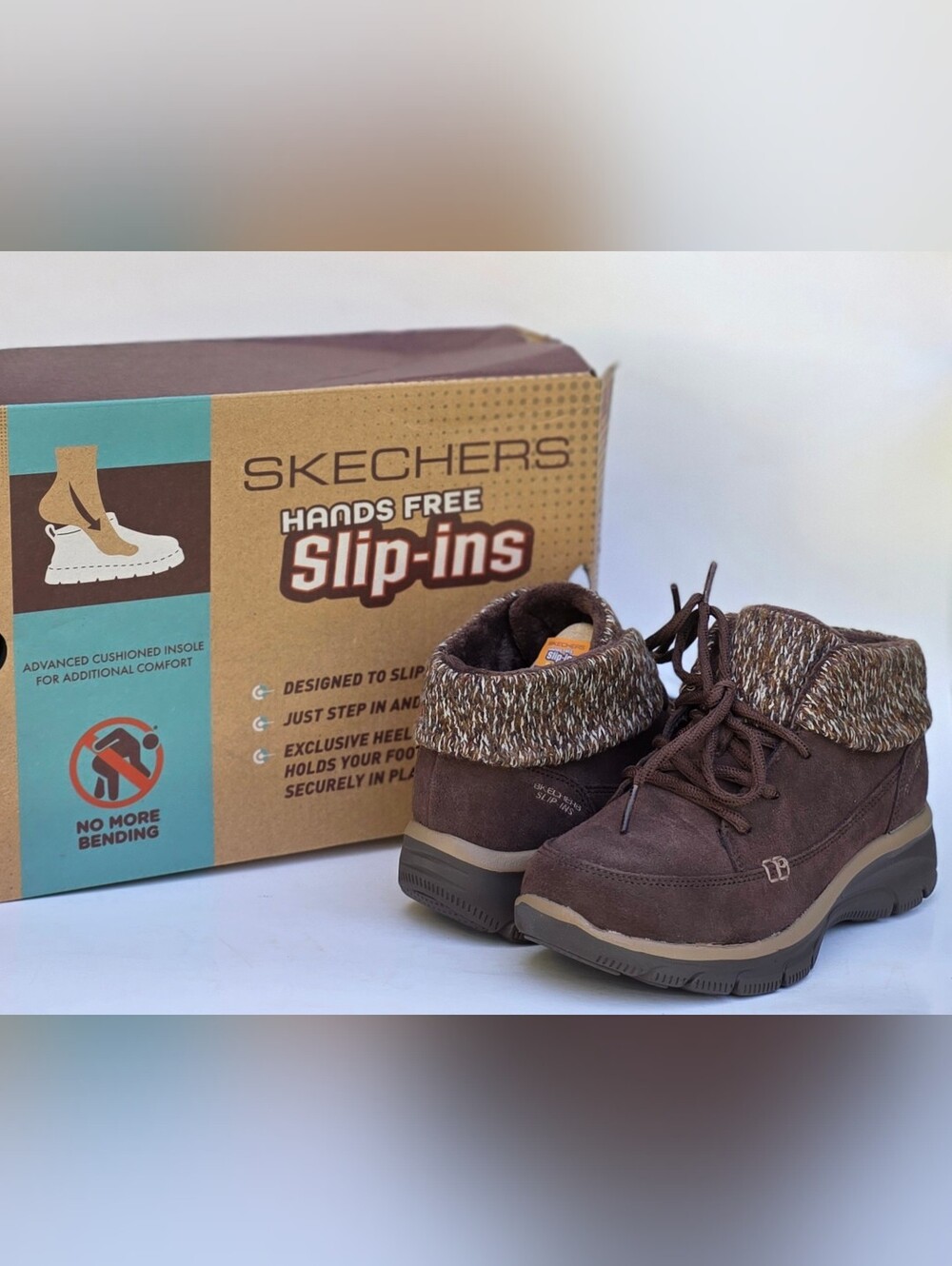 5 Skechers Fall Odyssey Hands Free Slip-ins Suede Ankle Boots Chocolate